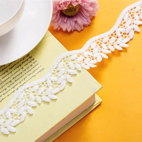 Width:3cm (1.20 inch) Leaf Wave Design Cotton Lace Embroidered Trim Lace for DIY Decoration (ss-571)