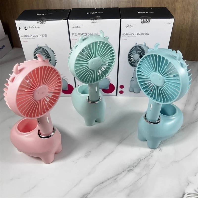 Handheld Small Fan Portable Base Small Silent Mini USB Rechargeable Ultra-Long Battery Life