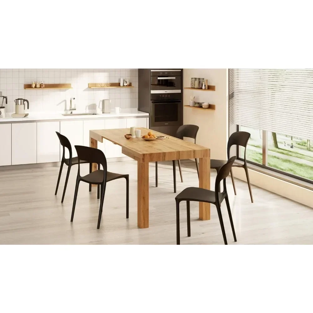 

zz First Extendable Table, 47,2(77,6) x31,5 in, Rustic Oak, Expandable Dining Table for Kitchen, Living room, Italian Furniture