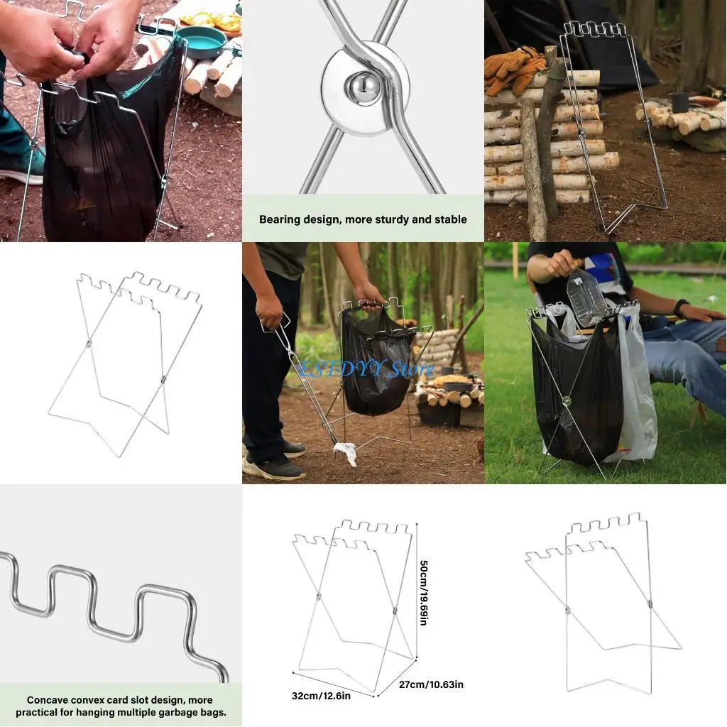 

G6DE Kitchen Cabinet Trash Bag Holder Outdoor Trash Rubbishes Bags Storage Rack for Household Office and Outdoor Activity