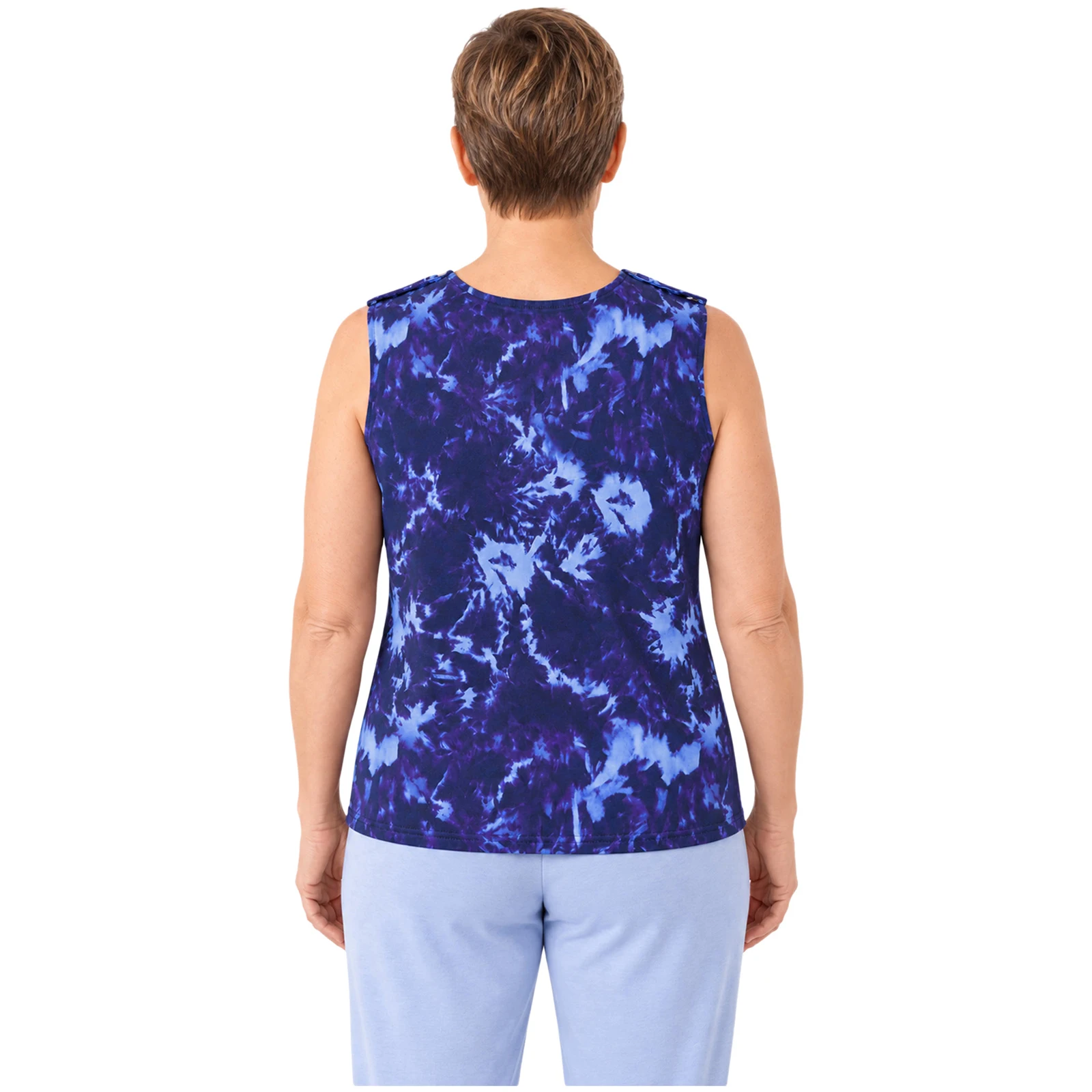 Women Post-surgery Adaptive Tank Top Vest for Postoperative Recovery V-neck Sleeveless Press Buttons Shoulders Sides Printed Top