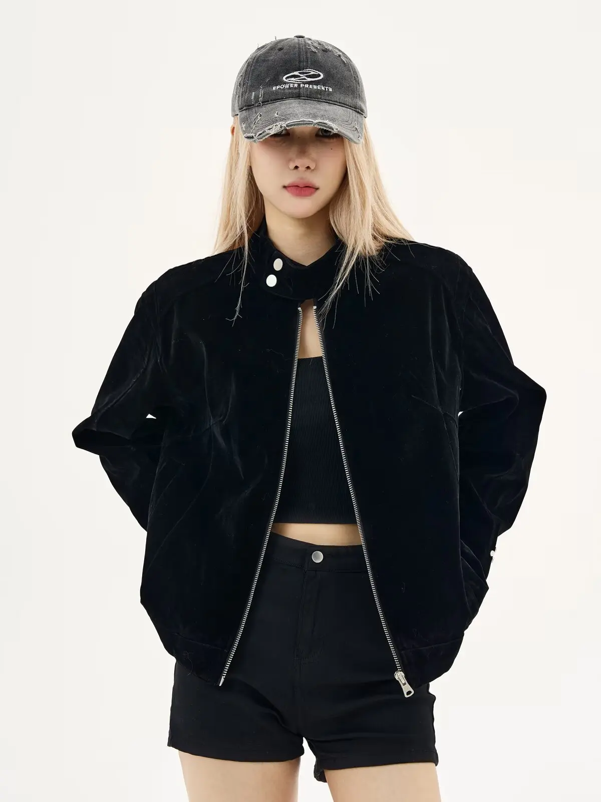 

Винтажное замшевое свободное женское осеннее длинное пальто с воротником-стойкой, бархатная верхняя одежда на молнии, винтажная куртка для пар, новинка 2023 года