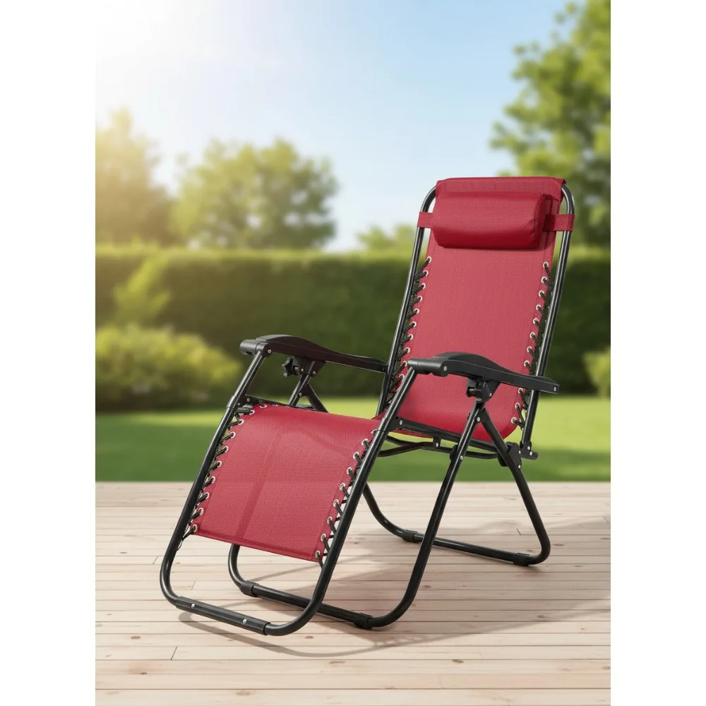 كرسي صالة بدون جاذبية مع حامل أكواب ووسادة، كرسي قابل للطي للاستلقاء في الهواء الطلق قابل للتعديل للبالغين في حمام السباحة والتخييم على الشاطئ #1