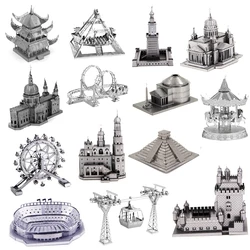 3D Metal bulmaca yapı Maya piramit Merry-Go-Round sondaj iyi model kitleri çocuklar için yapboz DIY bulmaca hediye oyuncaklar birleştirin