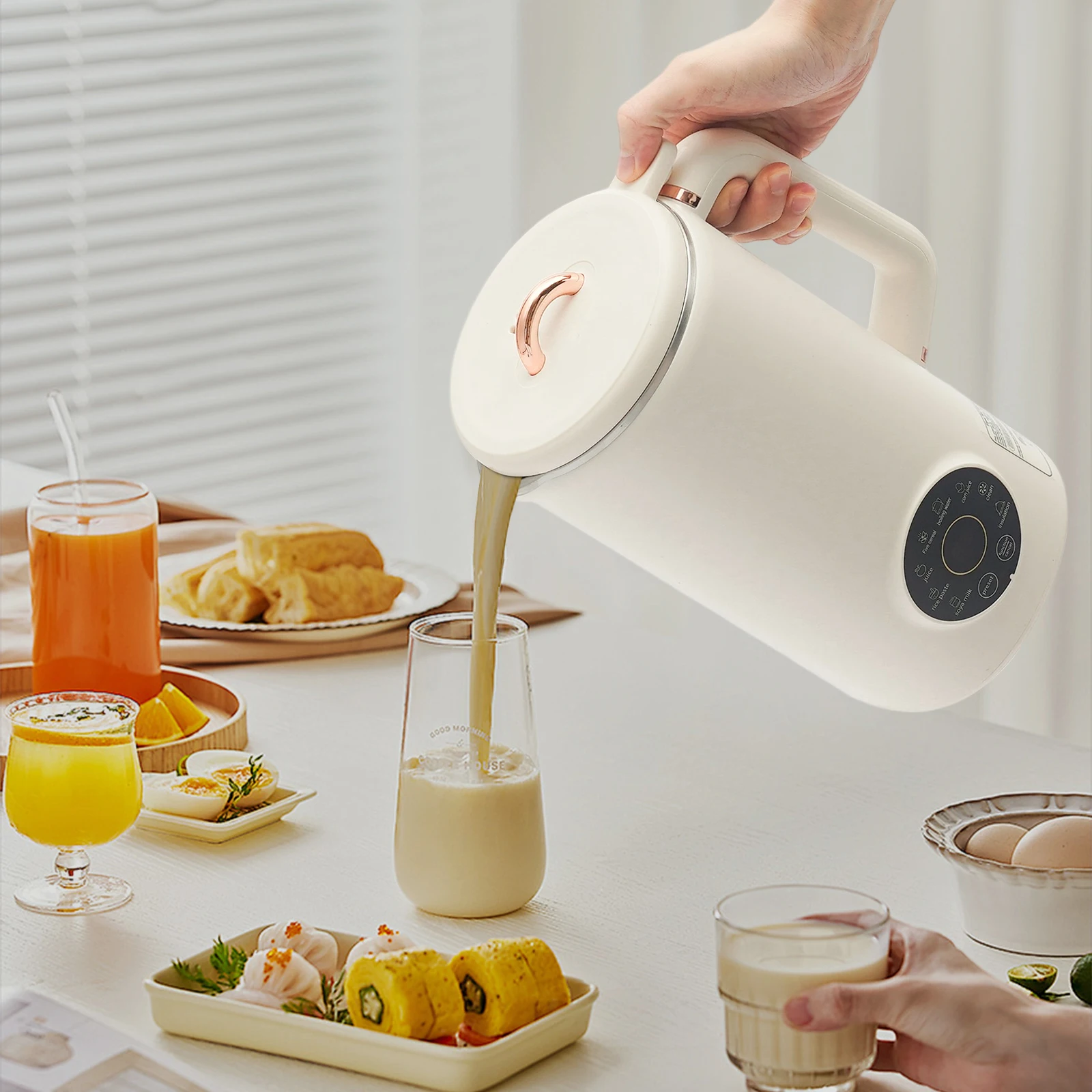 Machine à lait de soja 600W 1000ml, mélangeur multifonction à 10 lames pour soupe, jus, pâte de riz, prise ue 220V avec…