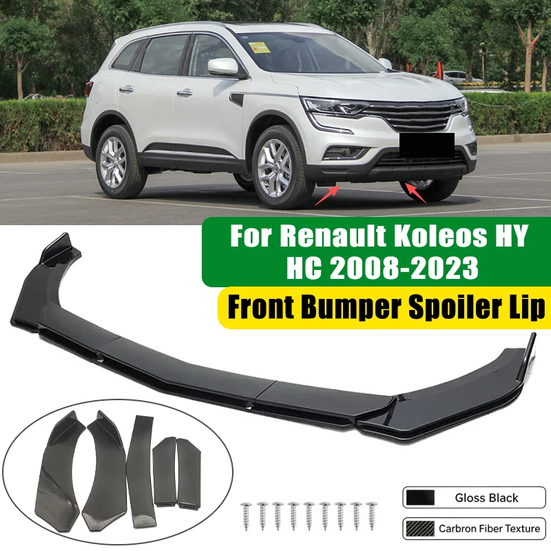 For Renault Koleos HY HC 2008-2023 5Pcs ABS Car Front Bumper Lip Spoiler Splitter Body Kit Canard Tuning Accessories