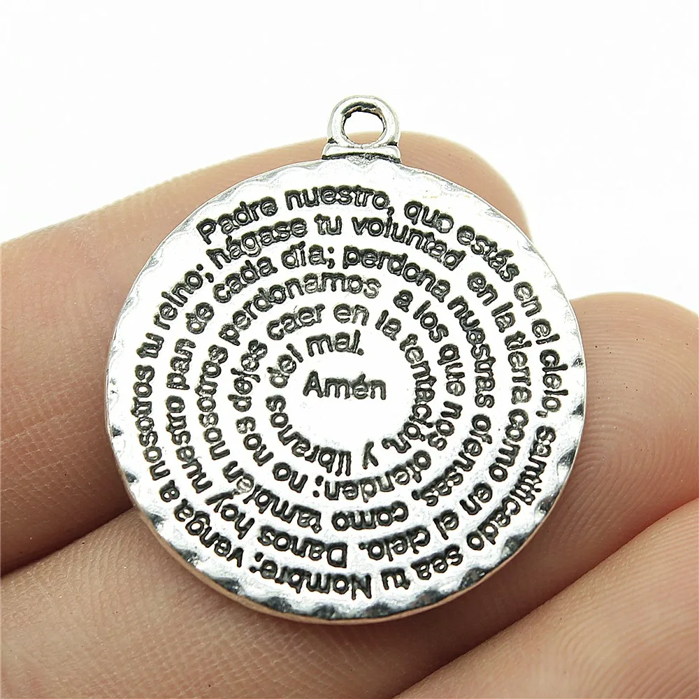 2pcs 32x28mm Pendant Bible Double Sided Round Amen Bible Charm Pendants For Jewelry Making Bible Amen Pendants