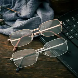 Metal Frame Reading Glasses Anti-Blue Light Ultra-Light Glasses Anti-Fatigue Transparent Portable Gift for Parents Eyewear