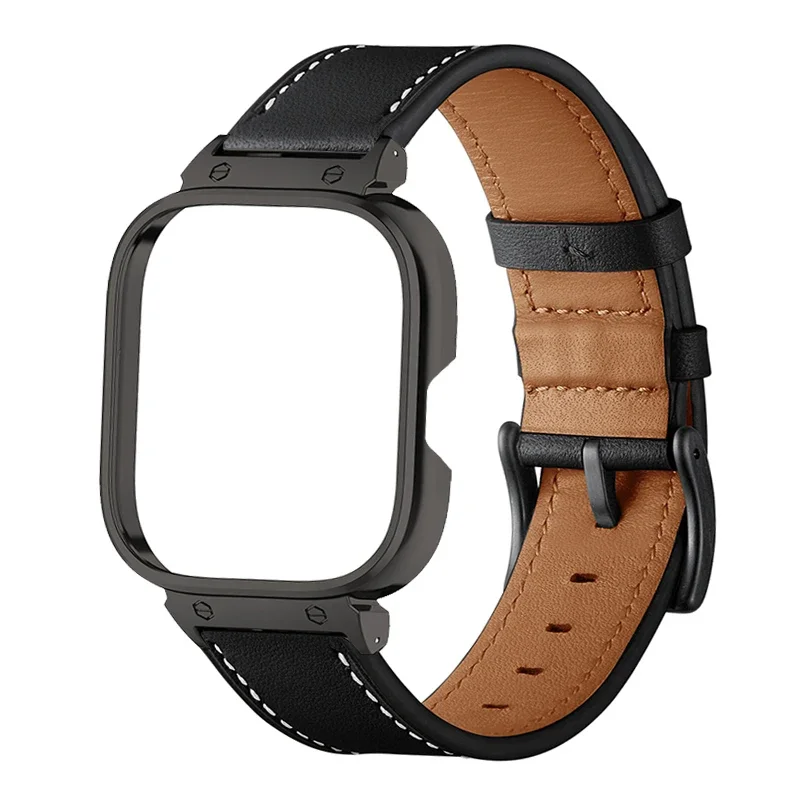 Leather Strap+Metal Case Protector for Redmi Watch 4 Watchband belt for redmi watch 4 Bracelets Cover for redmiwatch 4 Wristband