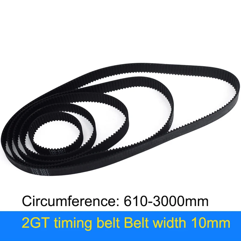 

For 3D Printers 2GT Timing Belt Width 10mm Circumference 610mm-3000mm Ring Type Closed End Rubber Drive Belt