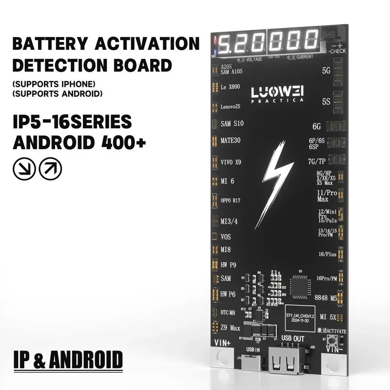 

LUOWEI LW-B03 Battery Activation Fast Charging Board for IP 5-16PM Android Repair Battery Test One-click Activation Board Tool