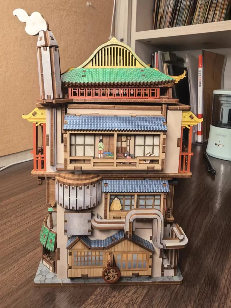Diy Wooden Spa Themed Miniature House 3d Building Blocks Puzzle Kit Induction Open Cover Creative Assembly Decor Original Gift - view 2