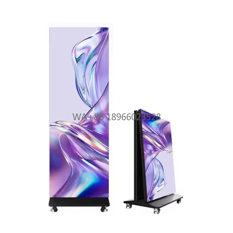 Foldable P2 Indoor LED Poster Display 4K Resolution Floor Standing GOB Process for Store Mobile Advertising Education SDK
