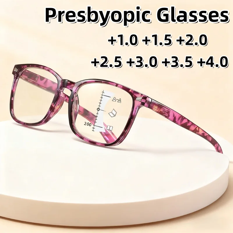 

Fashion Print Anti Blue Light Multifocal Presbyopia Glasses High-Definition Comfort Reading eyewear Diopters +1.0 To +4.0