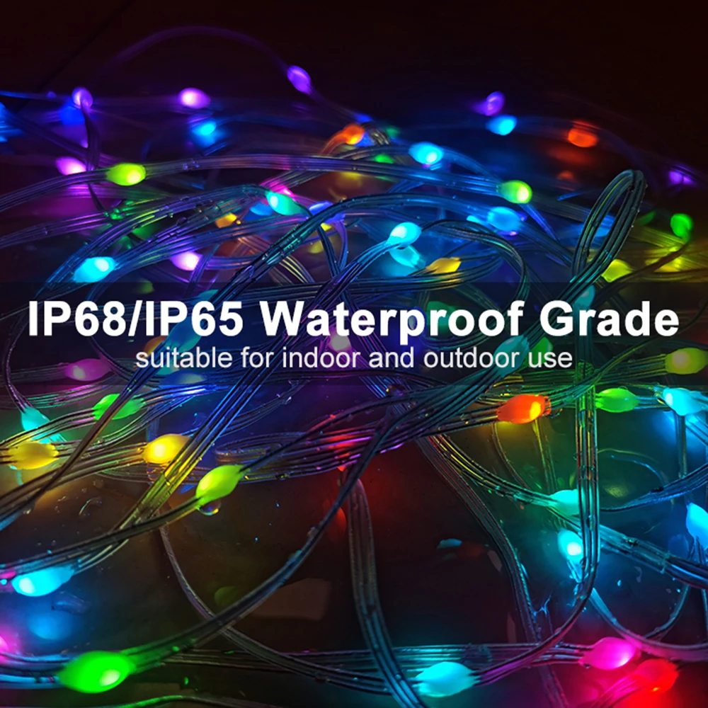 DC5V Addressable Individually WS2812B Led String 3Pin Green Transparent Wire 5050 RGB Christmas Lights Waterproof Decoration 25M