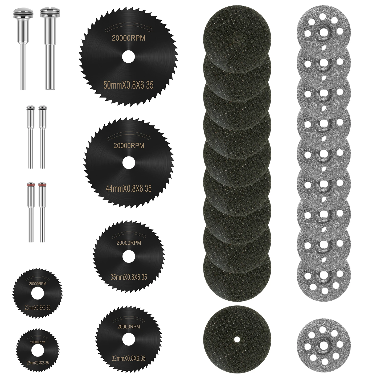 32Pcs Diamond Cutting Wheel Set Resin Wood Cutting Disc Set HSS Circular Saw Blade Kit For Wood Cutting Rotary Tool