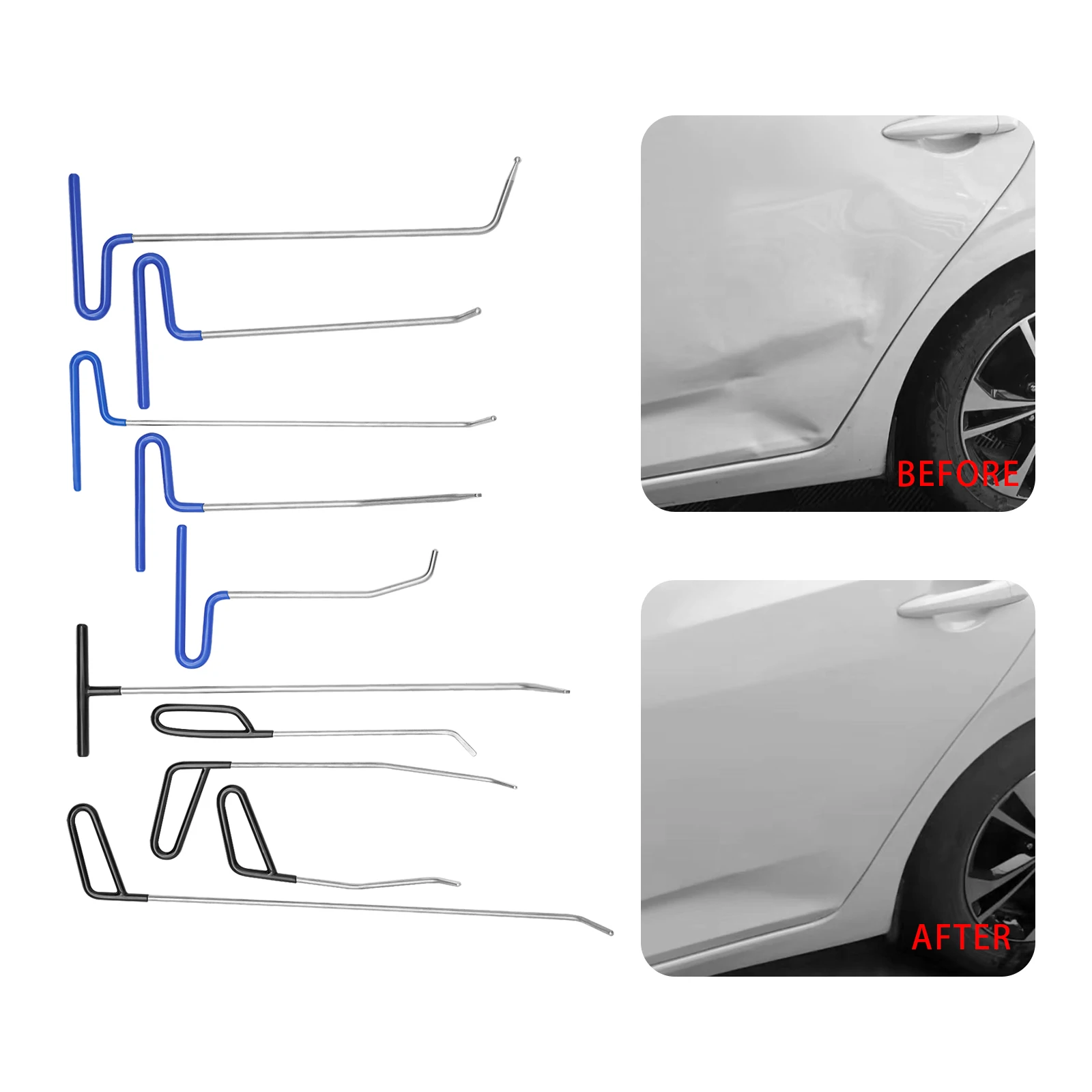 

Dent Repair Rods Set—201 Stainless Steel, 22.44in Max Length, Comfortable PVC Grip, Easy Clean, Ideal for Auto Shops/Home Use