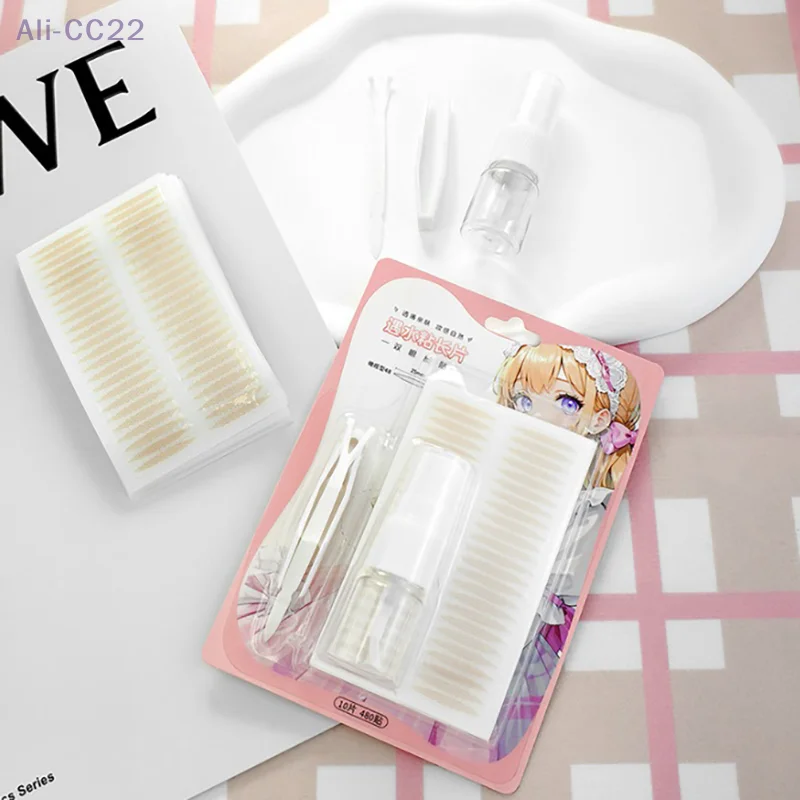 1 Set Invisible Eyelid Stickers With Y Fork,Clip,Bottle Lace Eye Lift Strips Double Eyelid Tape Adhesive Stickers Makeup Tools