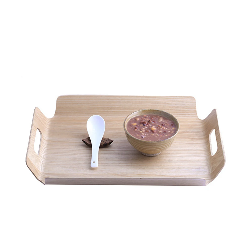 

1pc Wooden Breakfast Tray Wood Material Easy Clean Serving Tray For Family Friends Elegant Meal Transport With Handles