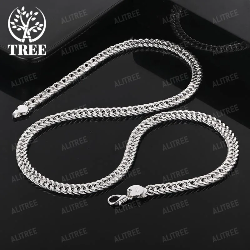 ALITREE 18K Yellow Gold 6mm Cuban Chain Necklaces For Men Woman Fashion Party Wedding Birthday Hip Hop High Quality Jewelry Gift