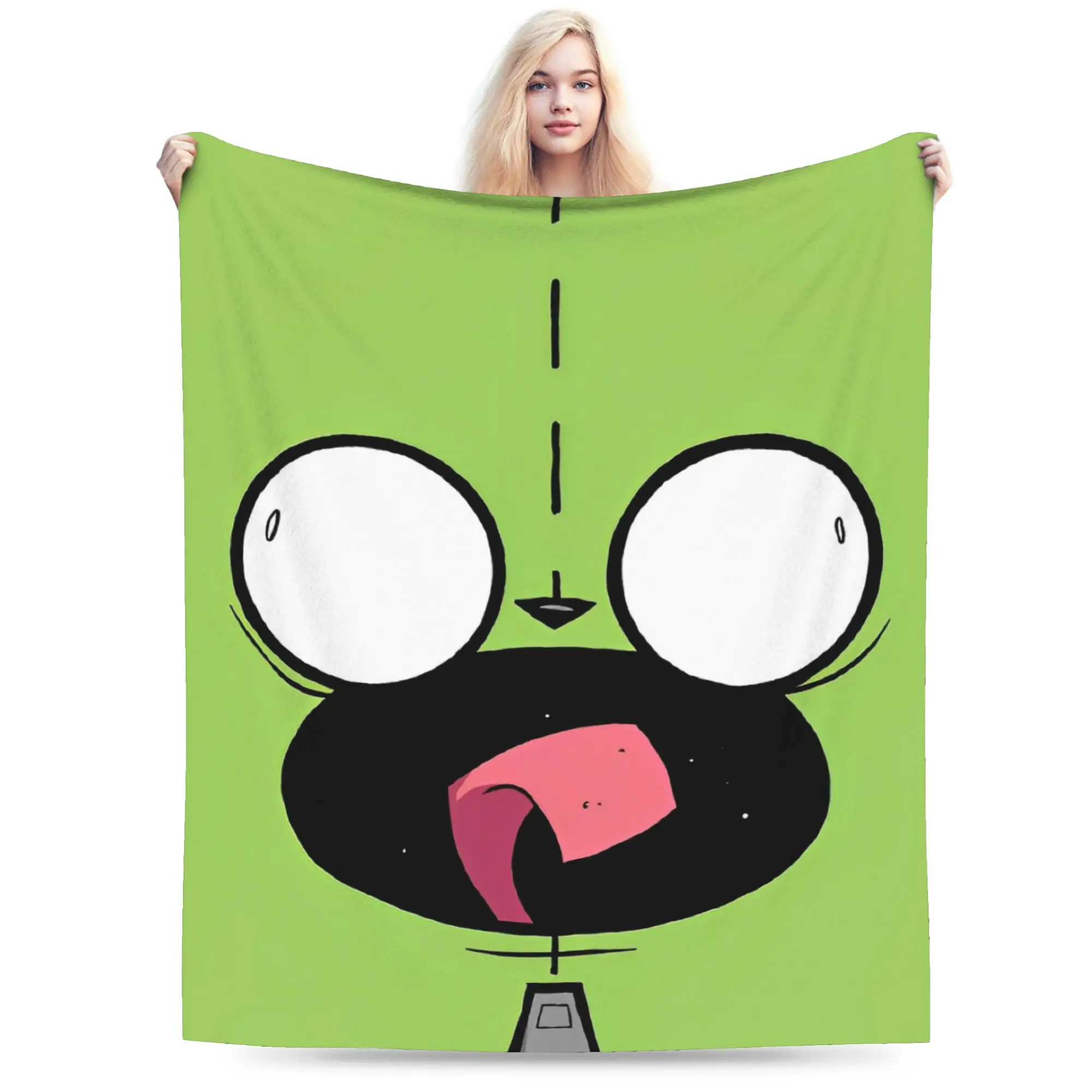 Invaders Zim Cartoon Blankets Flannel All Season Multi-function Soft Throw Blanket for Bed Bedroom Bedspread
