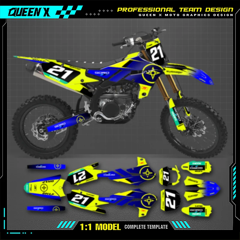 QUEEN X MOTO For YAMAHA YZF250 2019-2023 YZF450 18-22 WRF450 19-22 WRF250 20-23 Custom Team Motorcycle Graphics Decal Stickers