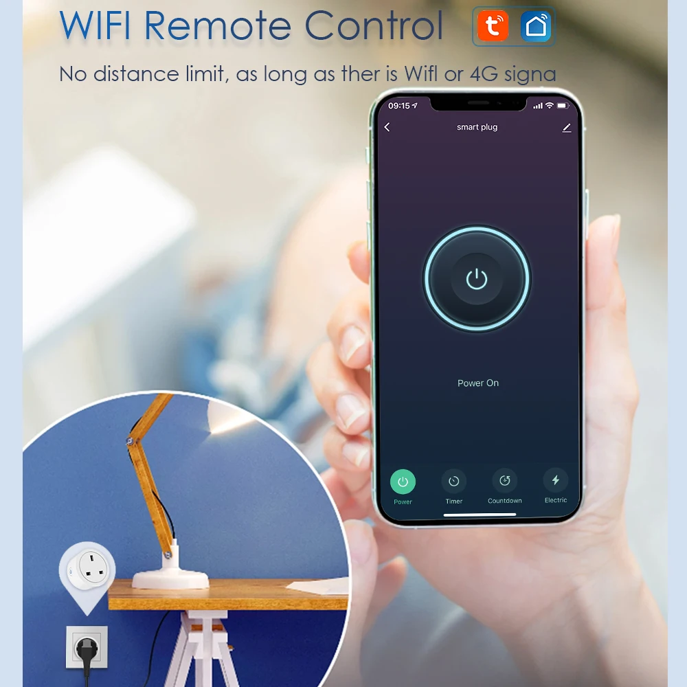 Smart Plug UK 20A WIFI Timing Socket Smart Home Power Outlet Power Monitor Tuya Smart Life App Work with Aleax Google Home
