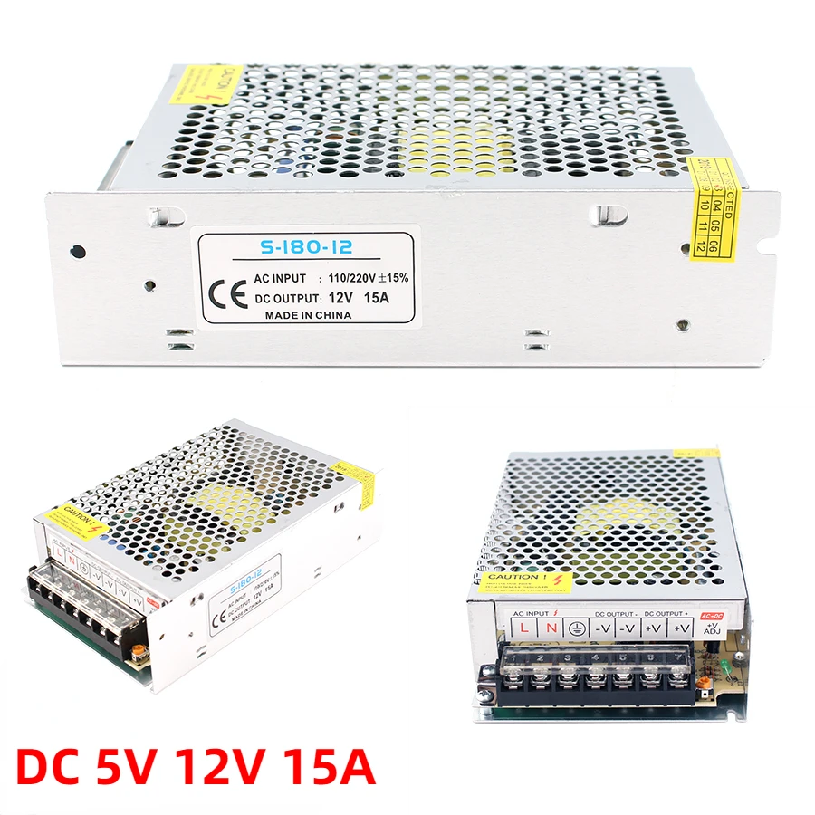 

LED Power Adapter AC 110V 220V To DC 5V 12V 15A 75W 180W Switching Power Supply For LED Strip Lighting Transformer