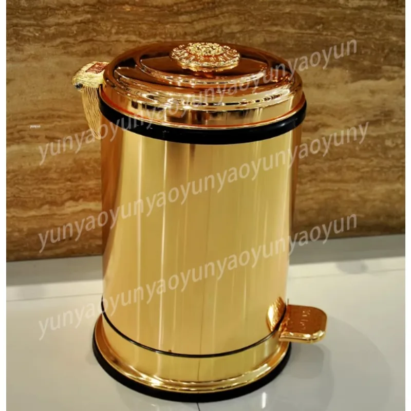European Golden Trash Can Large Capacity for Living Room Kitchen Toilet