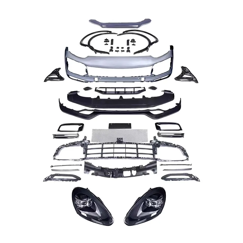 

Car body kit for Porsche Cayenne 15-17 modified Front bumper Assembly Rear lip Headlight Roof wing Rear Wing