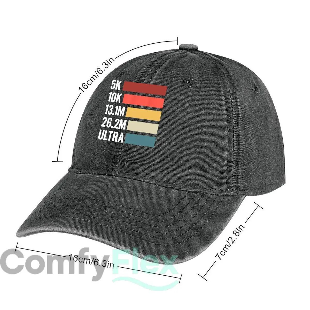 Race Distance Chart Unisex Adjustable Adult Washed Baseball Cap Casual Hat
