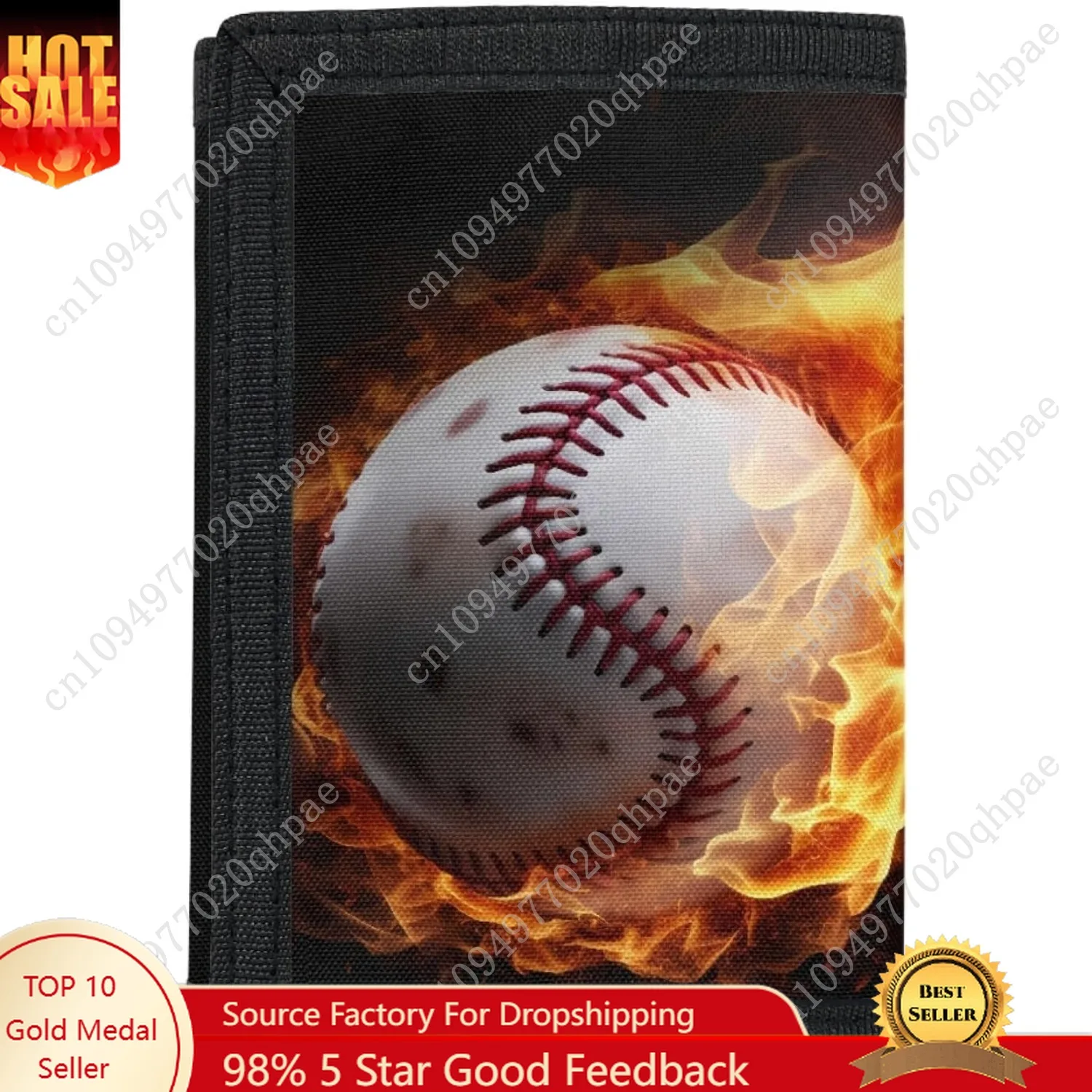 محفظة البيسبول ذات الاسم المخصص للأولاد محافظ ثلاثية الطي مخصصة رفيعة وحامل بطاقات متعدد سهل الحمل وجيوب للعملات المعدنية بسحاب