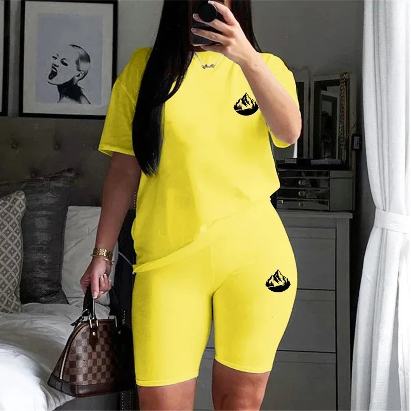 Daily Short Sleeve Women Tracksuit Hot Sales Matching New Casual Woman Clothing Summer Two Piece Set for T-Shirts O-Neck Shorts