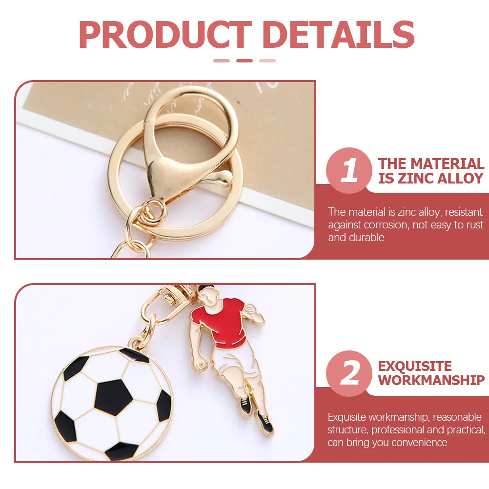 4 Pcs Football Keychain Charm Keyring Decor of The Lid Zinc Alloy Bag Hanging Holder Soccer