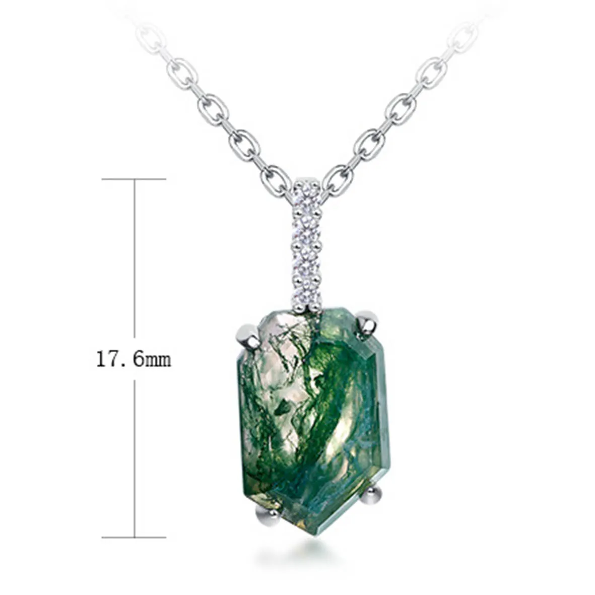 Unique Moss Agate Geometric Pendant Necklace for Women  925 Sterling Silver Natural Gemstone Moss Agate Exquisite Jewelry