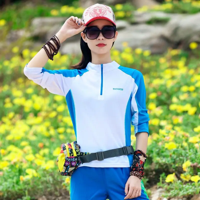 Hiking T-shirts Long Sleeve Top UV Thin Soft Clothes Summer Autumn Men Women Tights Quick Dry Sport T Shirt Camping & Hiking