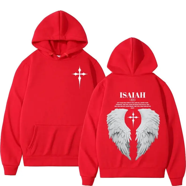 Aesthetic Christian Jesus Wing Bible Verse Hoodies Harajuku Oversized Sweatshirt Gift Faith Hoodie Long Sleeve Matching Hoodies