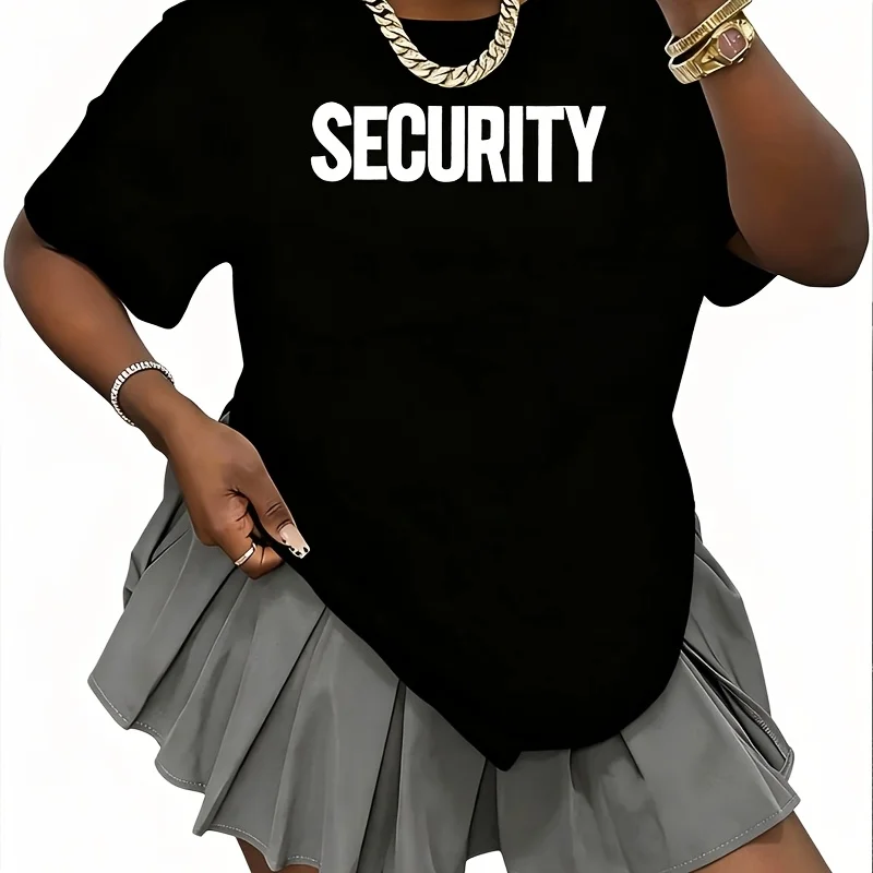 Security Women's 100% Cotton T-Shirt Fun Print Short Sleeve Top Casual Round Neck Tee S-5Xl