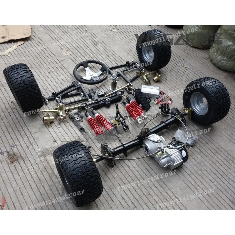 DIY Modified Electric Four-wheeler Kart Accessories Front Suspension Steering Differential Shaft Drive Motor Rear Axle 6-inch