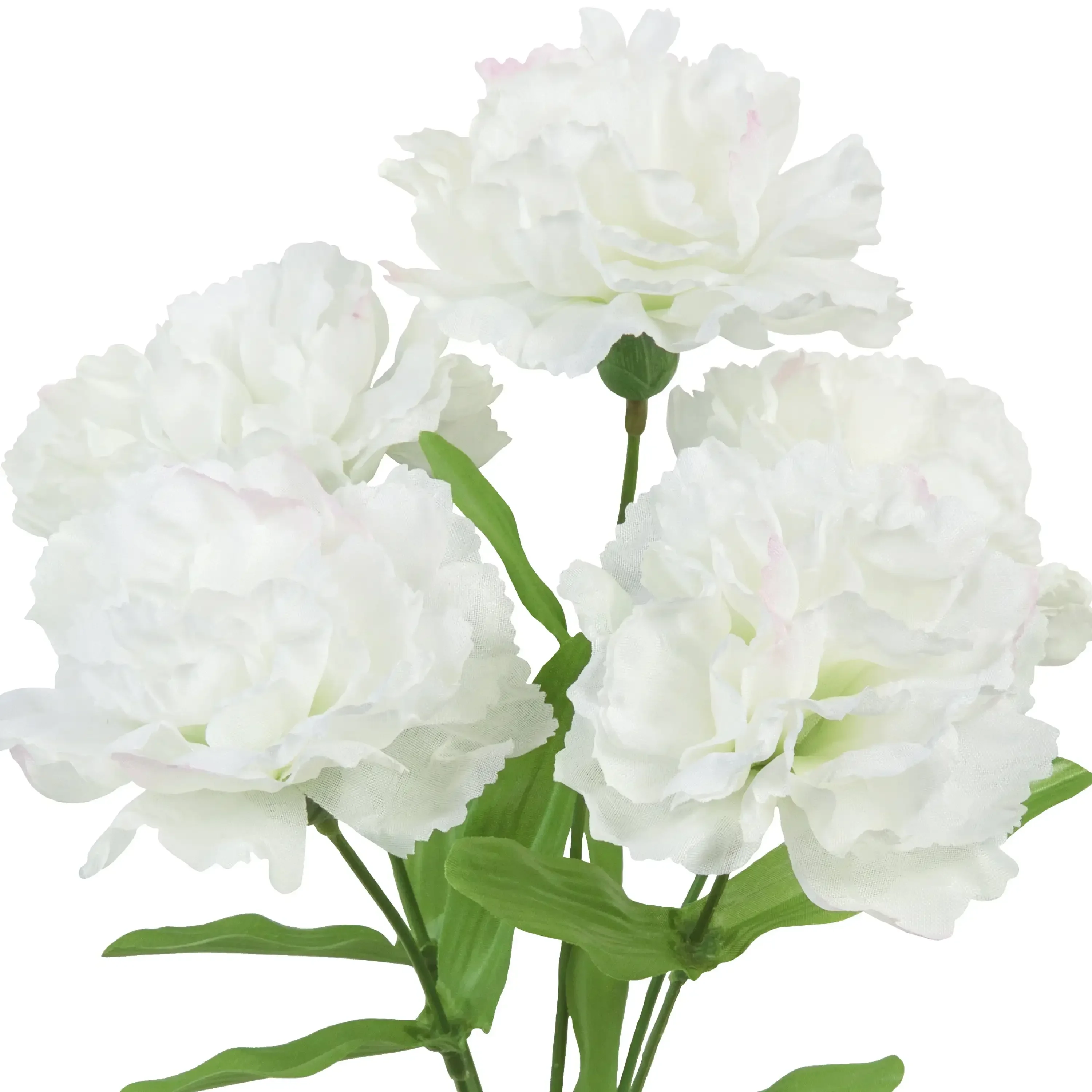 13-inch Artificial Silk White 5 Heads Carnation Flowers Pick, for Indoor Use