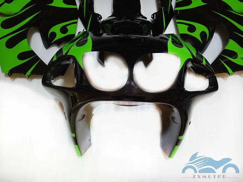 مجموعة انسيابية للدراجات النارية لـ Kawasaki ninja ZX 7R 96 97 98-03 مجموعة انسيابية هيكل السيارة باللون الأسود والأخضر والأبيض ZX 7 R 1996-2003 OT20