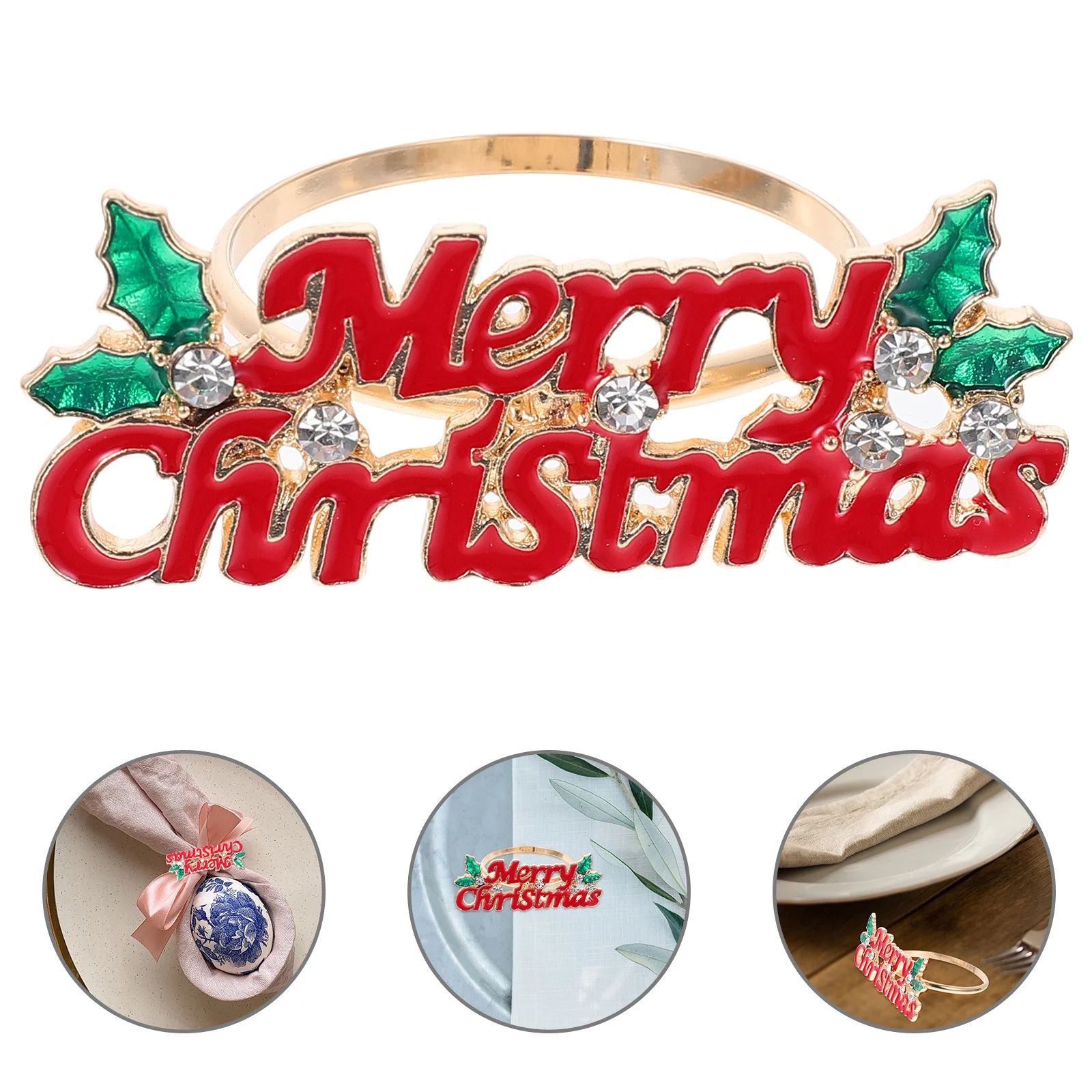 

6 шт., рождественские кольца для салфеток, красный сплав, элегантный декор для рождественской вечеринки, декор стола, пряжки для салфеток, обеденные аксессуары, рождественский декор для обеденного стола