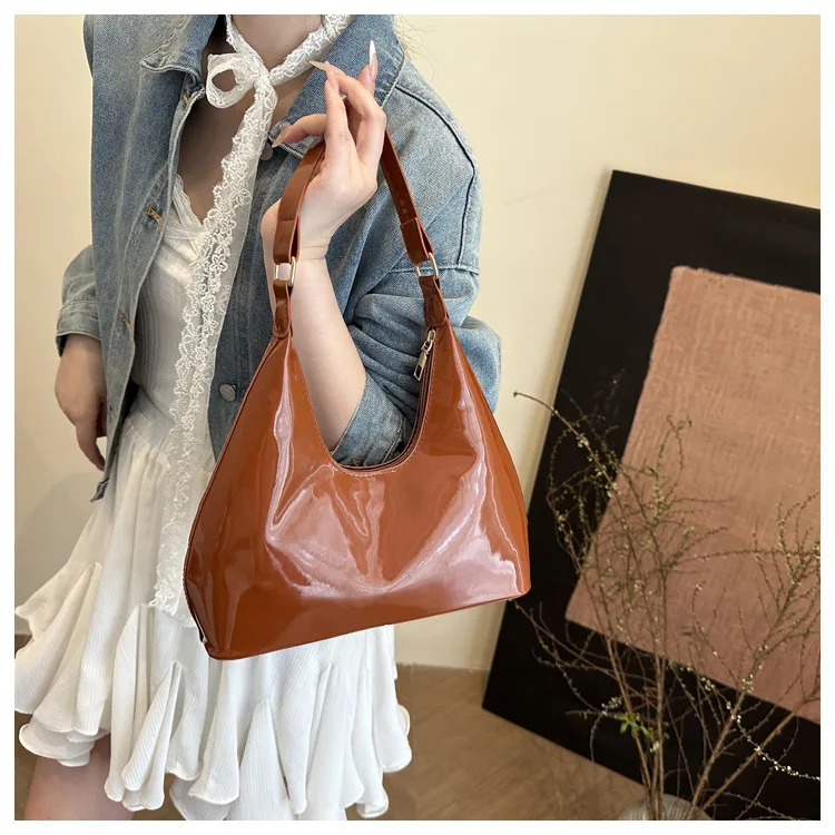 

Сумка на плечо, кожаная глянцевая сумка через плечо, женская модная повседневная портативная женская сумка, однотонная сумка