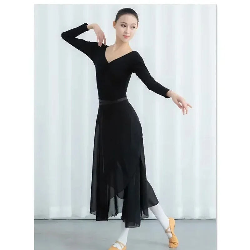 

Ballet Dance Skirt Adults Long Chiffon Ballet Skirt Women Lyrical Soft Ballet Dress Black Burgundy Women Dance Costumes