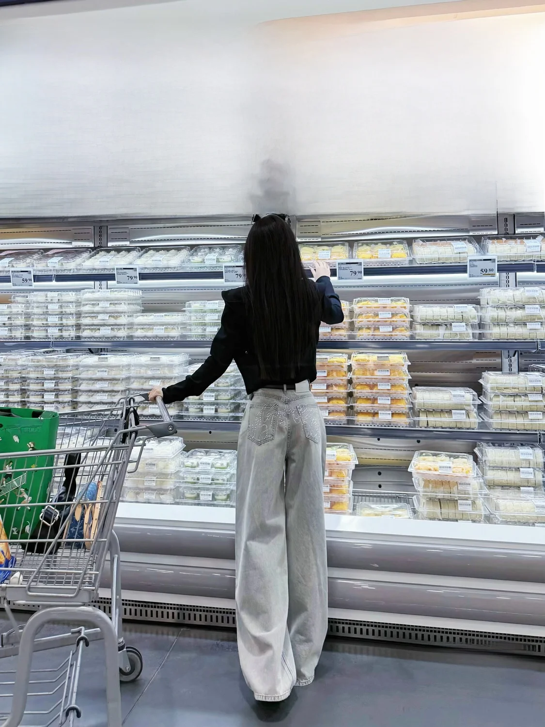 

Extended Length Loose Women's Jeans Glittering Diamond Silk Cotton High Waist Spring Summer Ladies Jeans Wide Leg Trousers