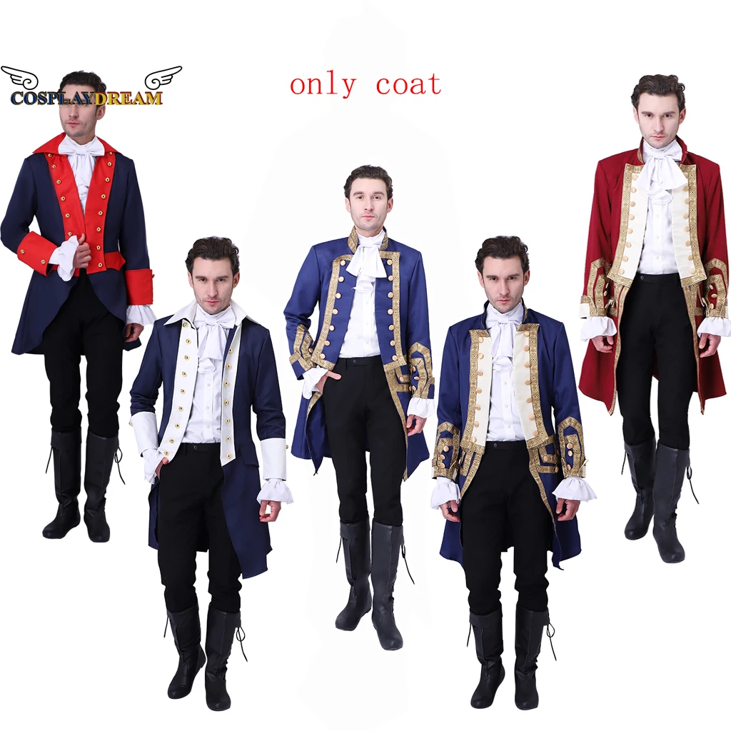 

18th Century Royal Military Officer Soldier Coat Hamilton Cosplay Coat Costume Medieval Uniform Jacket Men's Colonial Tuxedo