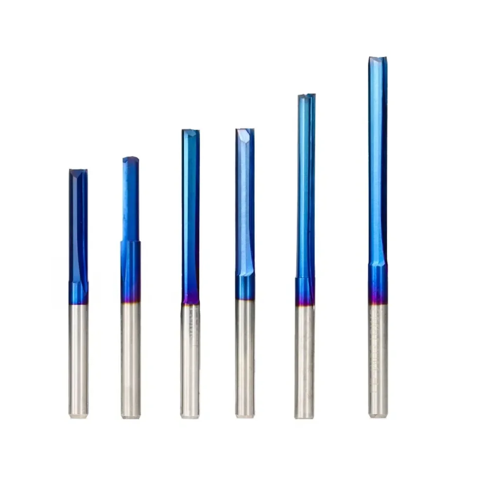 

10 Pcs 3.175 Shank Nano Blue Coated Straight End Mill 2 Flute Carbide For Wood Mdf Plastic Cnc Engraving Bit