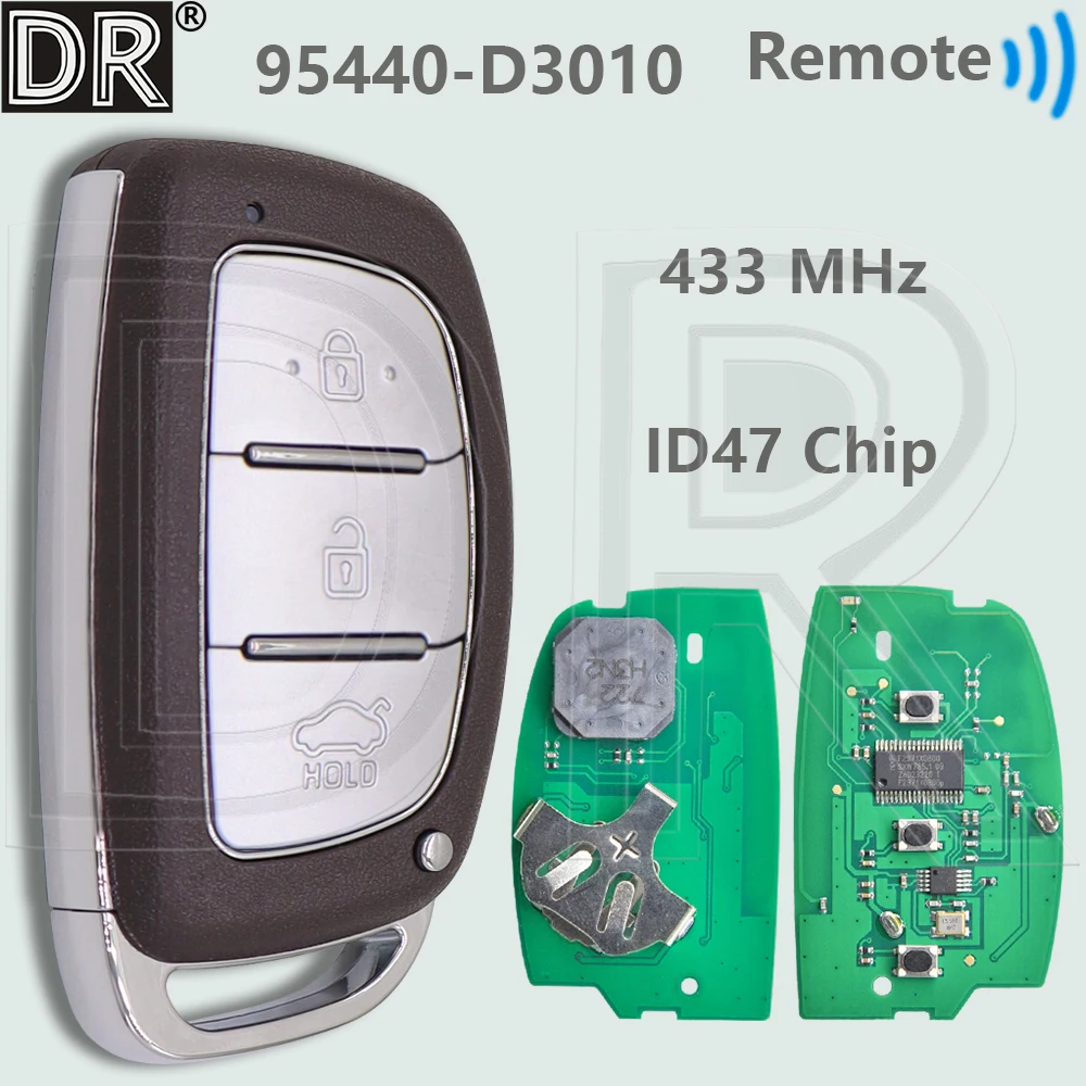 

DR 95440-D3100 ID47 Chip 433 MHz Car Remote Control Key For Hyundai Tucson 2014-2020
