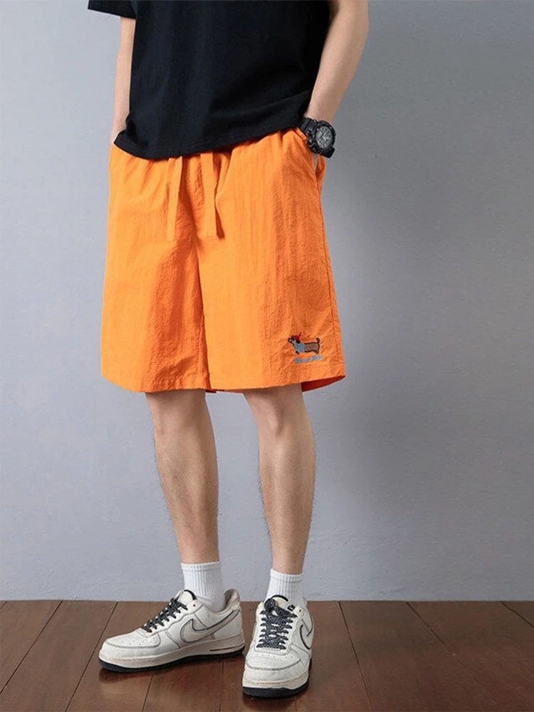 

Dopne Summer Thin Qui Dry Sport orts Men's Ice Silk Five-Quarter Length Elastic Waist Youthful Energy Active Wear