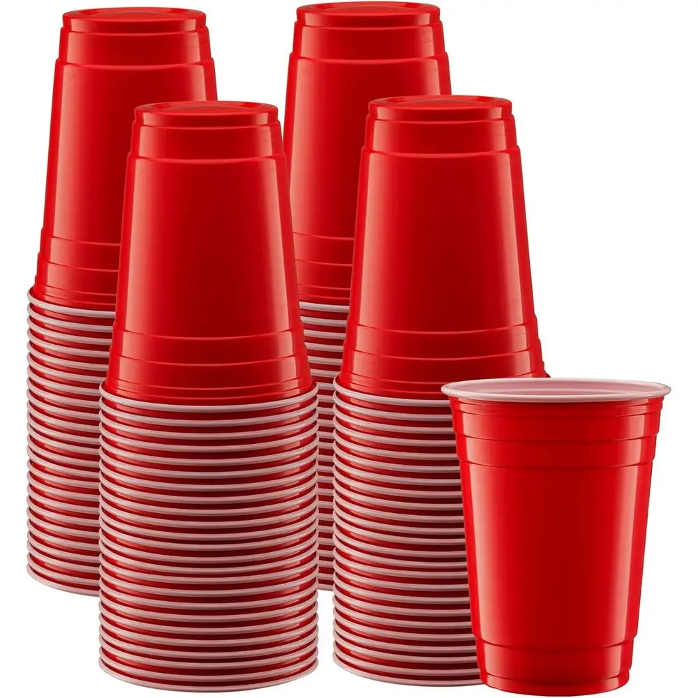 

100 Pack Disposable Red Plastic Cups for Parties, Events, and Everyday Use